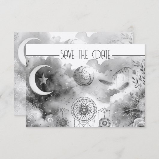 Schwarz-weiß Celestial Moon Dreamcatcher (Vorne/Hinten)