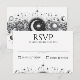 Schwarz-Weiß-Celestial RSVP Karte