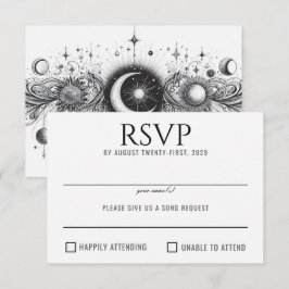 Schwarz-Weiß-Celestial RSVP Karte