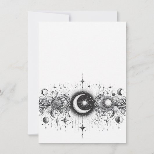 Schwarz-Weiß-Celestial Save The Date (Rückseite)