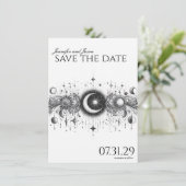 Schwarz-Weiß-Celestial Save The Date (Stehend Vorderseite)