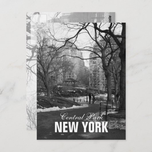 Schwarz-weiß Central Park New York Postkarte (Vorne/Hinten)