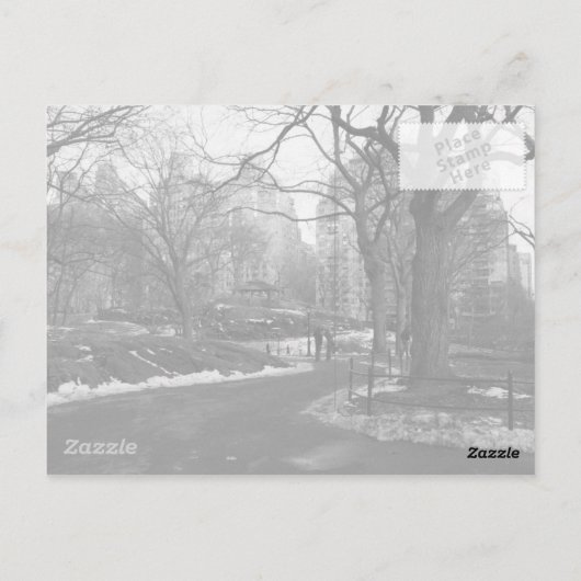 Schwarz-weiß Central Park New York Postkarte (Rückseite)