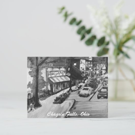 Schwarz & Weiß Chagrin Falls Ohio Malerei Postkart Postkarte (Stehend Vorderseite)