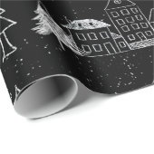Schwarz-Weiß Chalk Snowy Town Geschenkpapier (Rolleneckpunkt)