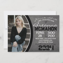 Schwarz-Weiß-Chalkboard Abschluss Einladung