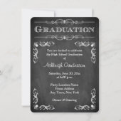 Schwarz-Weiß-Chalkboard-Abschluss laden ein Einladung (Vorderseite)