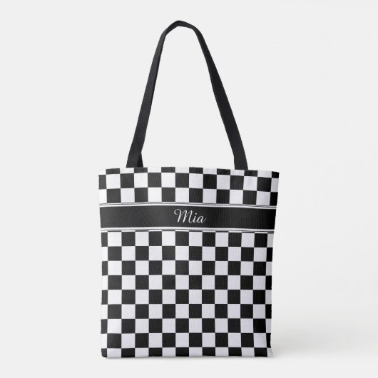 Schwarz-Weiß-Checkerboard-ID148 Tasche (Rückseite)