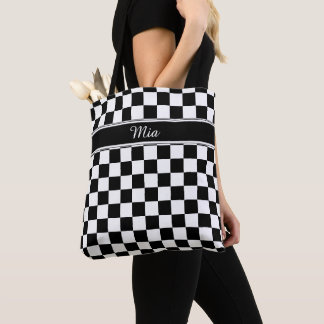 Schwarz-Weiß-Checkerboard-ID148 Tasche
