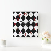 Schwarz-Weiß-Checkerboard-Uhr Quadratische Wanduhr (Zuhause)