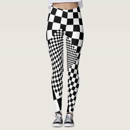 Schwarz-Weiß- CheckerboardLeggings Leggings (Vorderseite)
