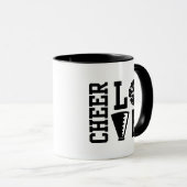 Schwarz-Weiß-Cheerleader, Cheer-Liebe Tasse (VorderseiteRechts)