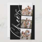 Schwarz & Weiß Cheers Elegantes Skript Weihnachten (Vorderseite)