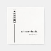 Schwarz, weiß CHEERS Typografie minimalistische Ho Serviette (Vorderseite)