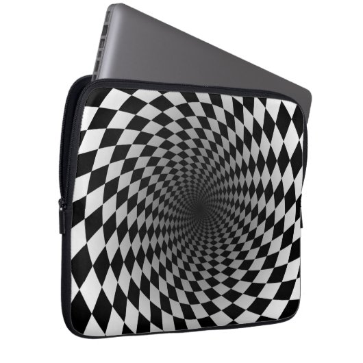 Schwarz-Weiß-Chekered Vortex | optische Illusion Laptopschutzhülle (Vorne Rechts)