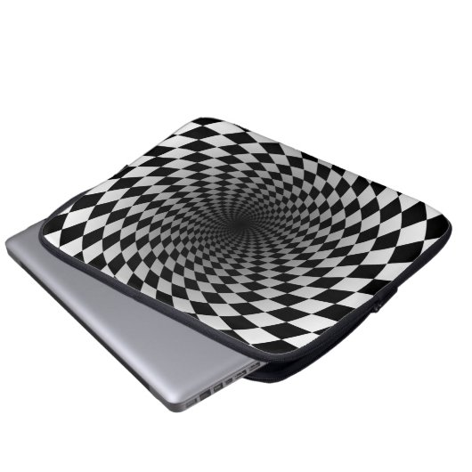Schwarz-Weiß-Chekered Vortex | optische Illusion Laptopschutzhülle (Vorne Knopf)
