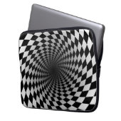 Schwarz-Weiß-Chekered Vortex | optische Illusion Laptopschutzhülle (Vorderseite Links)
