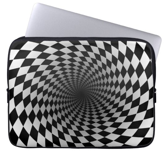 Schwarz-Weiß-Chekered Vortex | optische Illusion Laptopschutzhülle (Vorderseite)