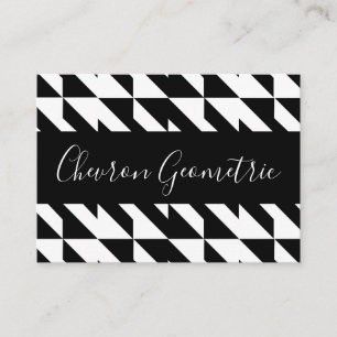 Schwarz-weiß Chevron geometrisch Visitenkarte