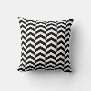 Schwarz-Weiß-Chevron-Muster Kissen