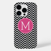 Schwarz-Weiß-Chevronen, benutzerdefinierte rosa Mo Case-Mate iPhone Hülle (Rückseite)