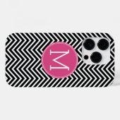 Schwarz-Weiß-Chevronen, benutzerdefinierte rosa Mo Case-Mate iPhone Hülle (Rückseite (Horizontal))