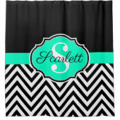 Schwarz-Weiß-Chevrons Duschvorhang (Vorderseite)