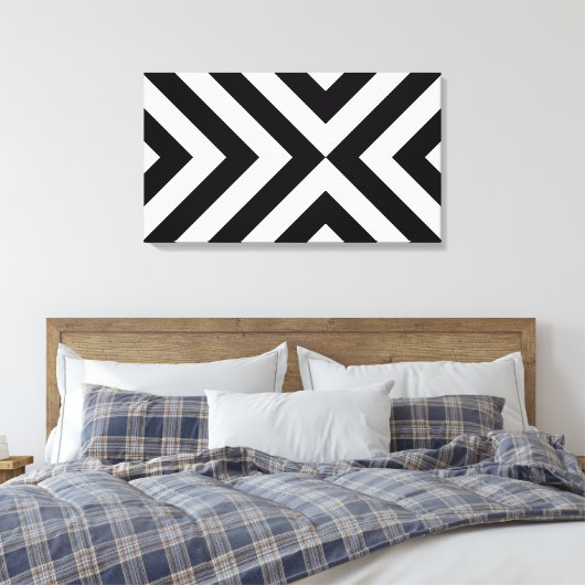 Schwarz-Weiß-Chevrons Leinwanddruck (Insitu (Schlafzimmer))