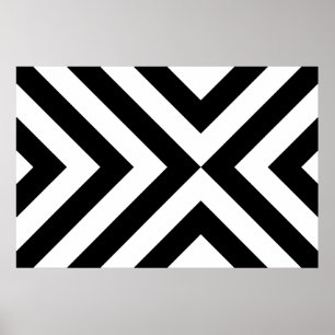 Schwarz-Weiß-Chevrons Poster