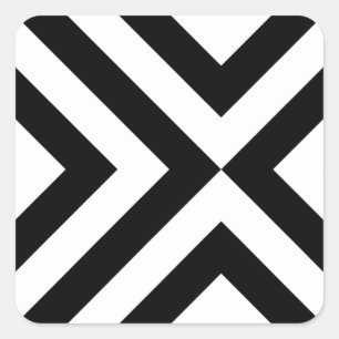 Schwarz-Weiß-Chevrons Quadratischer Aufkleber