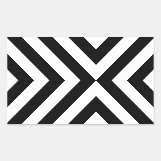 Schwarz-Weiß-Chevrons Rechteckiger Aufkleber (Vorderseite)