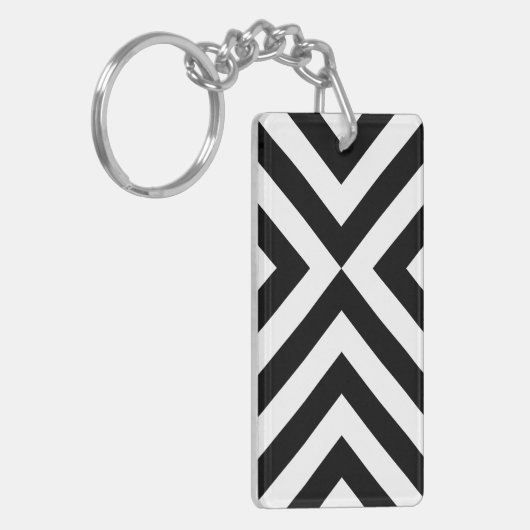 Schwarz-Weiß-Chevrons Schlüsselanhänger (Vorderseite links)