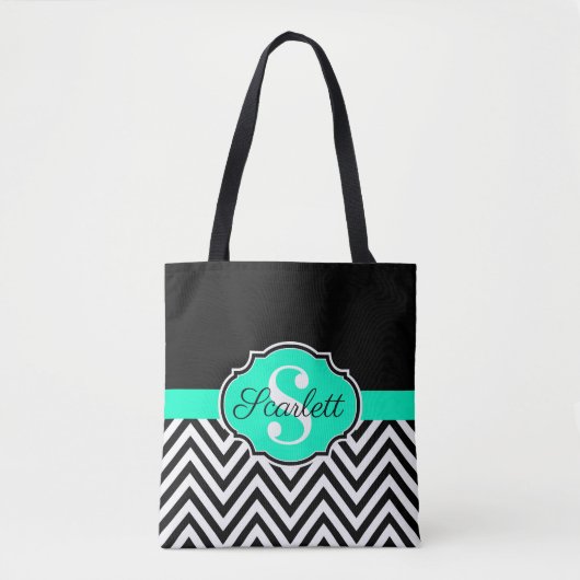 Schwarz-Weiß-Chevrons Tasche (Vorderseite)