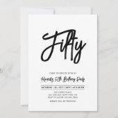 Schwarz/Weiß | Chic 50. Geburtstagsparty Einladung (Vorderseite)