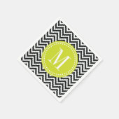 Schwarz-Weiß-Chic Aztec Zickzack Mit Monogramm Serviette (Ecke)