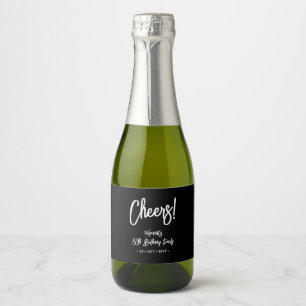 Schwarz & Weiß Chic Cheers 80. Geburtstagsfeier Schaumweinetikett