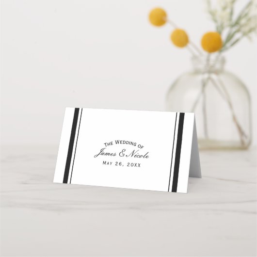 Schwarz-Weiß-Chic Klassik Elegante Tischnummer Platzkarte (Vorderseite)