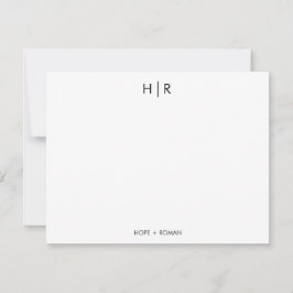 Schwarz-weiß Chic Minimal Moderne Monogram Note Ca Dankeskarte