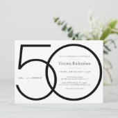 Schwarz-weiß Chic Minimalistisch Überraschung 50. Einladung (Stehend Vorderseite)