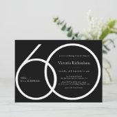 Schwarz-weiß Chic Minimalistisch Überraschung 60. Einladung (Stehend Vorderseite)