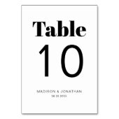 Schwarz-weiß Chic Minimalistisch Wedding Tischnumm Tischnummer (Vorderseite)