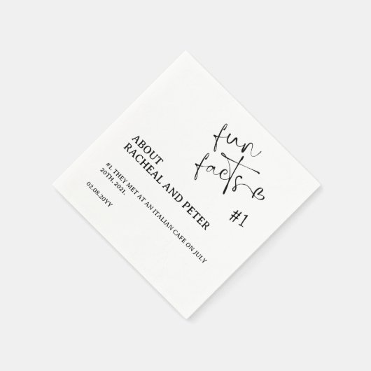 Schwarz-weiß Chic Modern Fun Facts Heft Script Serviette (Ecke)