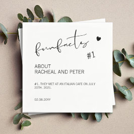 Schwarz-weiß Chic Modern Fun Fakten Script Wedding Serviette