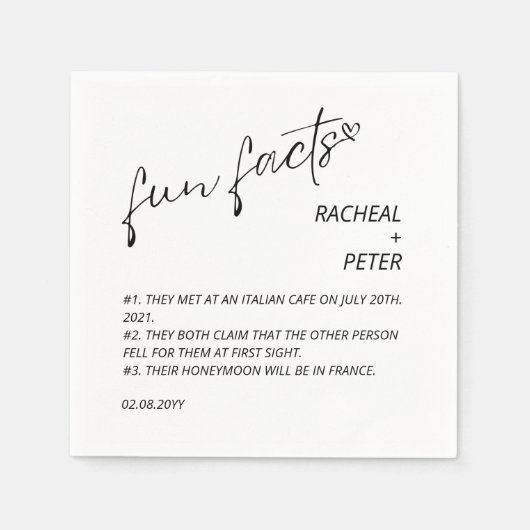 Schwarz-weiß Chic Modern Fun Fakts Skripteinbruch Serviette (Vorderseite)