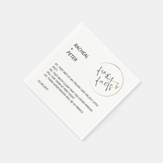 Schwarz-weiß Chic Modern Fun Fakts Skripteinbruch Serviette (Ecke)