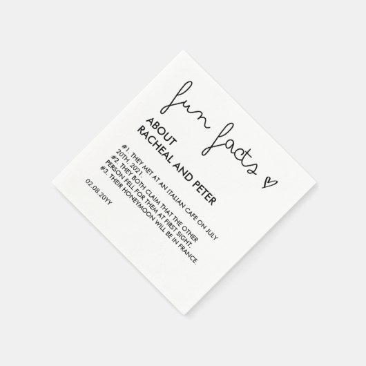 Schwarz-Weiß-Chic Moderner Spaß Fact Wedding Funny Serviette (Ecke)