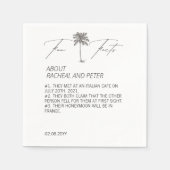 Schwarz-Weiß-Chic Palm Tree Fun Fakten Hochzeit Serviette (Vorderseite)