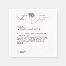 Schwarz-Weiß-Chic Palm Tree Fun Fakten Hochzeit Serviette