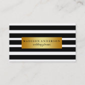 Schwarz-Weiß-Chic Streifen in Gold Visitenkarte (Vorderseite)