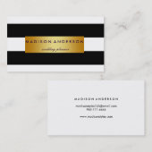 Schwarz-Weiß-Chic Streifen in Gold Visitenkarte (Vorne/Hinten)